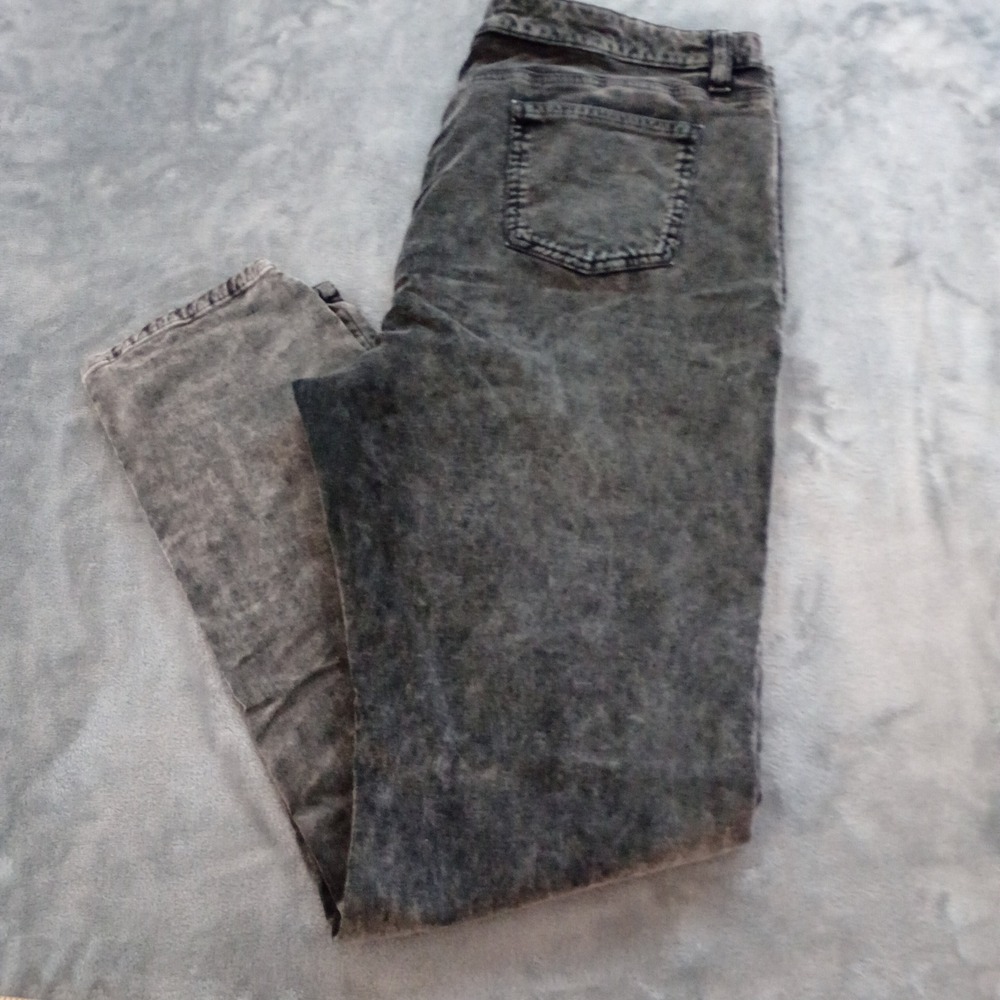 Eileen Fisher Jean Straight Leg Jeans Pants Womens 16 Black Acid Wash Velvet